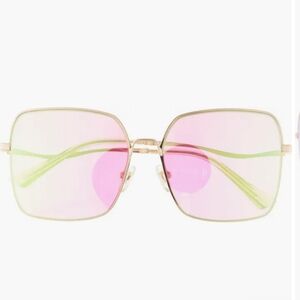 Diff Eyewear Clara Gold Coral Mirror Sunglasses NWT